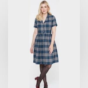 Joanie Clothing Pepper Blue Check Flannel Dress Size 12
